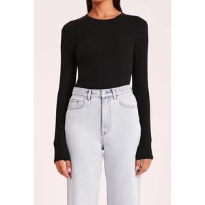 NEW NUDE LUCY women's organic rib top in black